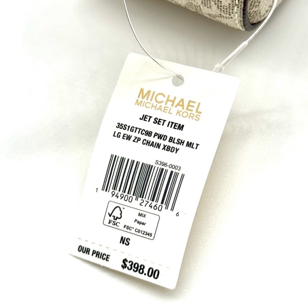 Michael Kors Large EW Zip Chain Xbody Crossbody Bag Powder Blush Multi - Picture 9 of 9